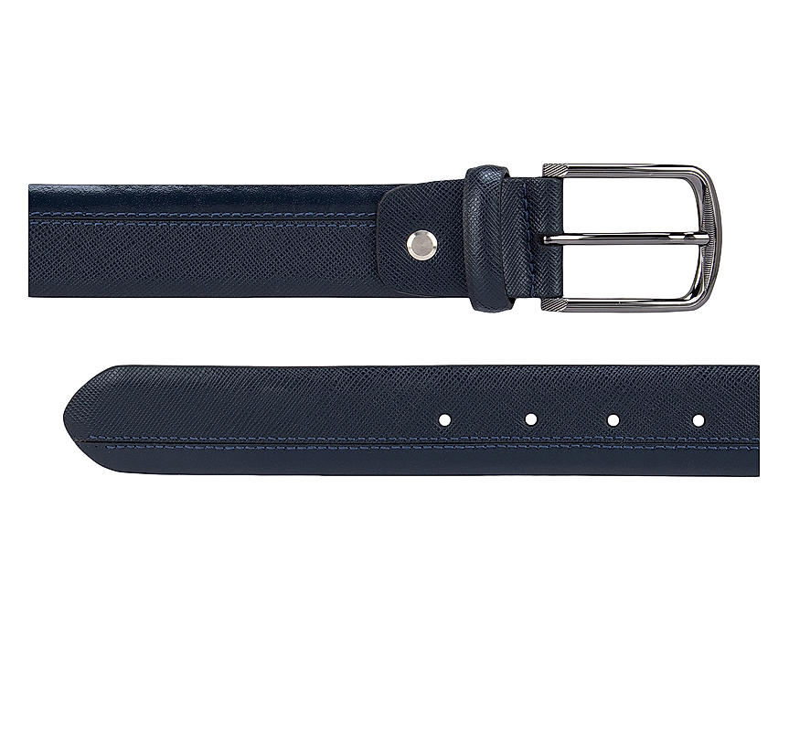 Blue Saffiano Leather Belt